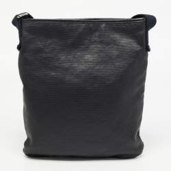 Yves Saint Laurent Black Canvas And Leather Embossed Logo Messenger Bag