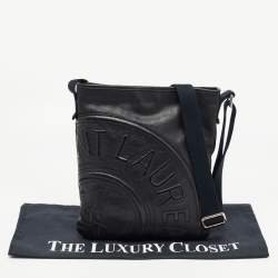 Yves Saint Laurent Black Canvas And Leather Embossed Logo Messenger Bag