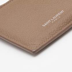 Saint Laurent Beige Leather Zip Card Case