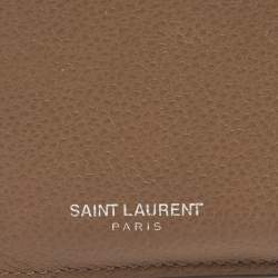 Saint Laurent Beige Leather Zip Card Case