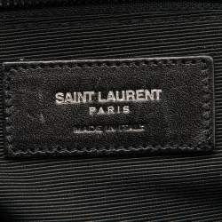 Saint Laurent Black Croc Embossed Leather and Canvas City Backpack