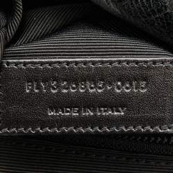 Saint Laurent Black Croc Embossed Leather and Canvas City Backpack