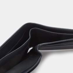 Saint Laurent Navy Blue Croc Embossed Leather Bifold Wallet