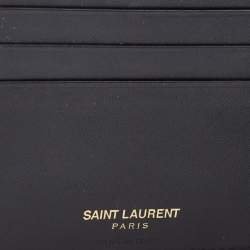 Saint Laurent Navy Blue Croc Embossed Leather Bifold Wallet