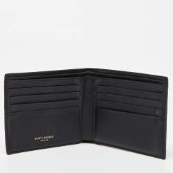 Saint Laurent Black Croc Embossed Leather Bifold Wallet