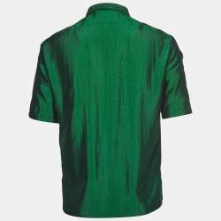 Pre Owned Saint Laurent Paris Green Shantung Silk Sport Shirt S