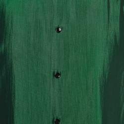 Pre Owned Saint Laurent Paris Green Shantung Silk Sport Shirt S