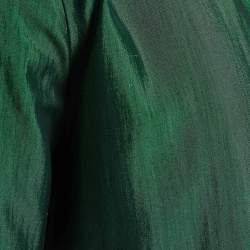 Pre Owned Saint Laurent Paris Green Shantung Silk Sport Shirt S