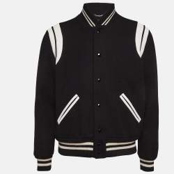 Saint Laurent Paris Black Wool Blend Varsity Jacket L