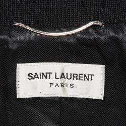 Saint Laurent Paris Black Wool Blend Varsity Jacket L