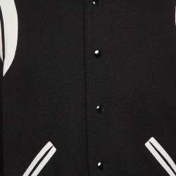 Saint Laurent Paris Black Wool Blend Varsity Jacket L
