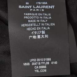Saint Laurent Blue/Black Leather Trim Wool Bomber Jacket L