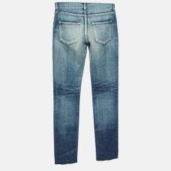 Pre Owned Saint Laurent Paris Blue Washed & Distressed Denim Jeans S Waist 32"