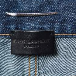 Pre Owned Saint Laurent Paris Blue Washed & Distressed Denim Jeans S Waist 32"