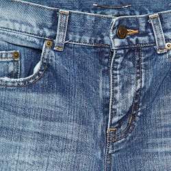 Pre Owned Saint Laurent Paris Blue Washed & Distressed Denim Jeans S Waist 31"