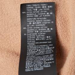 Pre Owned  Saint Laurent Beige Logo Print Cotton Knit Hoodie L