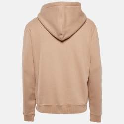Pre Owned  Saint Laurent Beige Logo Print Cotton Knit Hoodie L