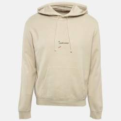 Pre Owned Saint Laurent Paris Beige Cotton Knit Hoodie L