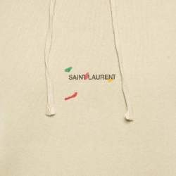 Pre Owned Saint Laurent Paris Beige Cotton Knit Hoodie L