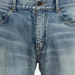 Pre Owned Saint Laurent Blue Washed & Distressed Jeans L (Waist 34)