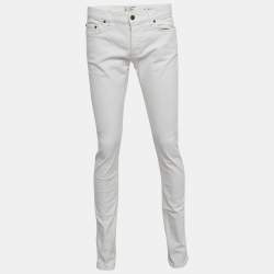 Pre Owned Saint Laurent White Denim Jeans L Waist 33"