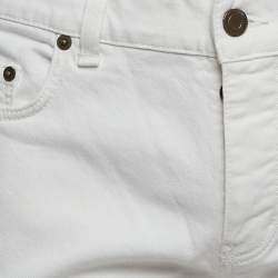 Pre Owned Saint Laurent White Denim Jeans L Waist 33"