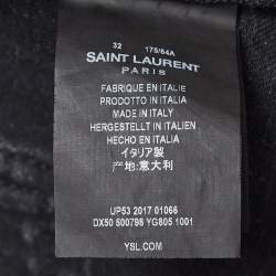 Pre Owned Saint Laurent Paris Black Washed Denim Raw Edge Shorts Waist 32"