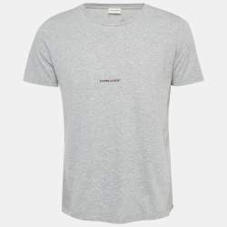 Pre Owned Saint Laurent Paris Grey Melange Jersey T-Shirt L