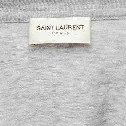 Pre Owned Saint Laurent Paris Grey Melange Jersey T-Shirt L