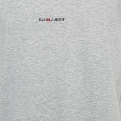 Pre Owned Saint Laurent Paris Grey Melange Jersey T-Shirt L
