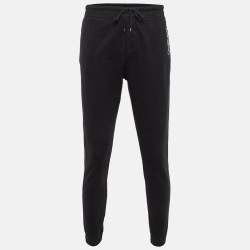 Pre Owned Saint Laurent Paris Black Logo Embroidered Cotton joggers XL