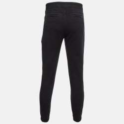 Pre Owned Saint Laurent Paris Black Logo Embroidered Cotton joggers XL