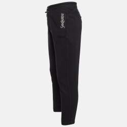 Pre Owned Saint Laurent Paris Black Logo Embroidered Cotton joggers XL
