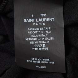 Pre Owned Saint Laurent Paris Black Logo Signature Print Cotton T-Shirt S
