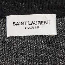 Pre Owned Saint Laurent Paris Black Logo Signature Print Cotton T-Shirt S