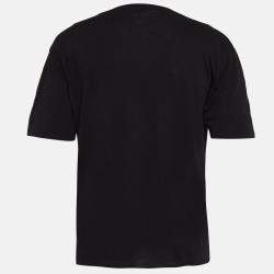 Pre Owned Saint Laurent Paris Black Logo Signature Print Cotton T-Shirt S