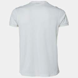 Pre Owned Saint Laurent Paris White Cotton YSL Embroidered T-Shirt M