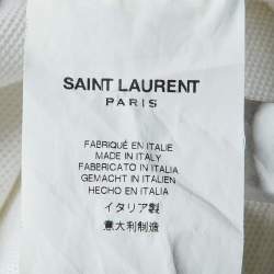 Pre Owned Saint Laurent Paris White Cotton YSL Embroidered T-Shirt M