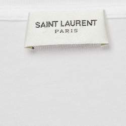 Pre Owned Saint Laurent White Printed Jersey Crew Neck T-Shirt S