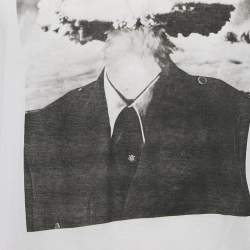 Pre Owned Saint Laurent White Printed Jersey Crew Neck T-Shirt S