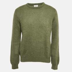 Pre Owned Saint Laurent Paris Green Mohair Knit Crew Neck Sweater XXL