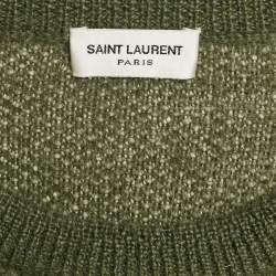 Pre Owned Saint Laurent Paris Green Mohair Knit Crew Neck Sweater XXL