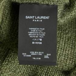 Pre Owned Saint Laurent Paris Green Mohair Knit Crew Neck Sweater XXL