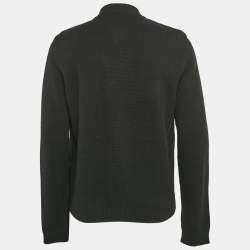 Pre Owned Saint Laurent Paris Black Wool Knit and Leather Jacket XL