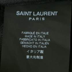 Pre Owned Saint Laurent Paris Black Wool Knit and Leather Jacket XL