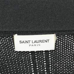 Pre Owned Saint Laurent Paris Black Wool Knit and Leather Jacket XL