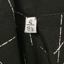 Saint Laurent Black Abstract Print Silk Long Sleeve Shirt XL