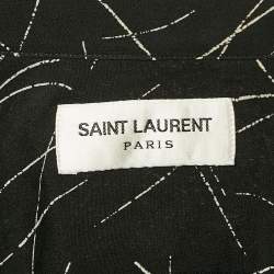 Saint Laurent Black Abstract Print Silk Long Sleeve Shirt XL