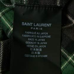 Pre Owned Saint Laurent Paris Green Checked Cotton Raw Edge Shirt XS