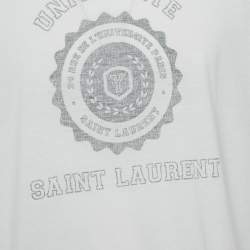 Saint Laurent Paris White  Universite Print Jersey T-Shirt M